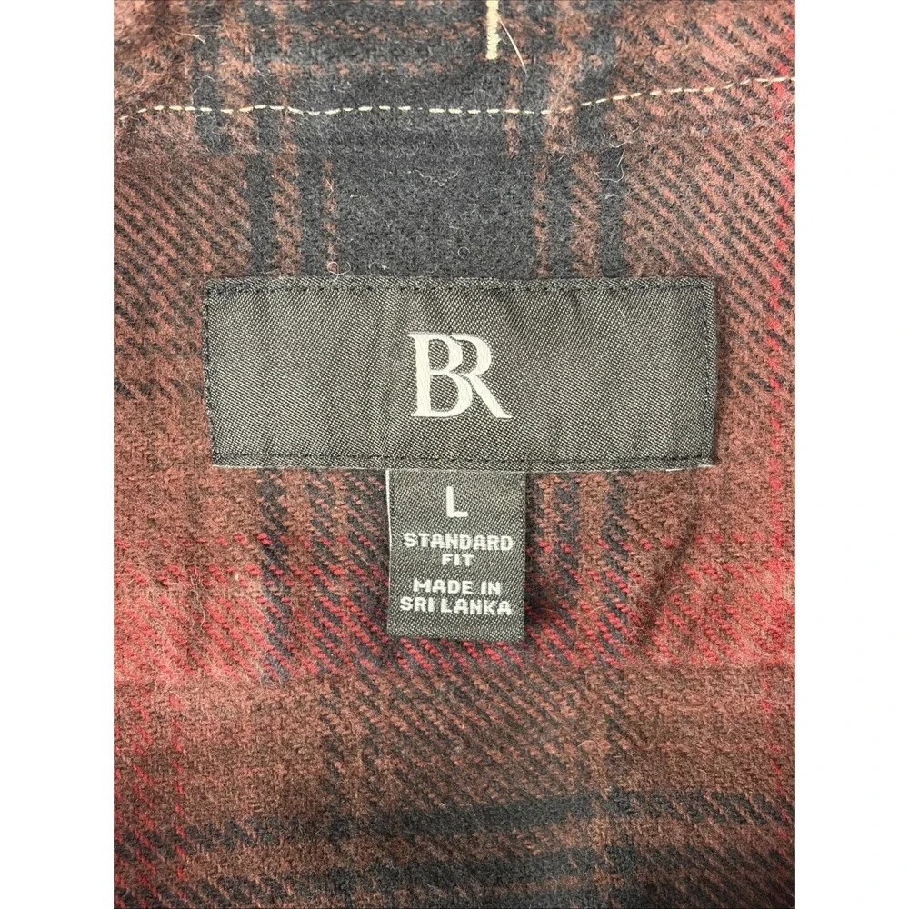 Banana Republic Flannel Shirt Mens L Red Black Plaid Button Down Cotton